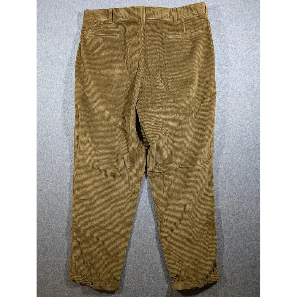 Murano Pants Mens 40x32 Brown Corduroy Pleated Dress Slacks Cuffed Casual